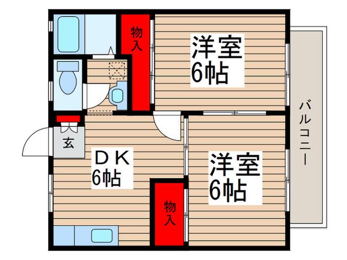 サンシティムツミ(2DK/2階)の間取り写真