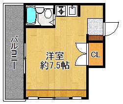 FKマンション(ワンルーム/2階)の間取り写真