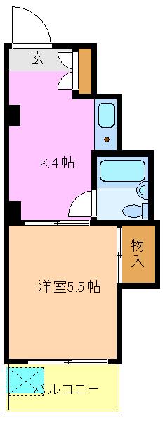 サンハイツ(1K/4階)の間取り写真