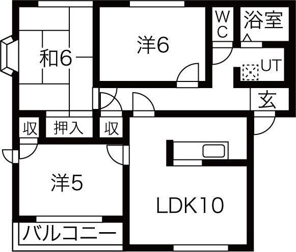 クレール香里ヶ丘(3LDK/1階)の間取り写真