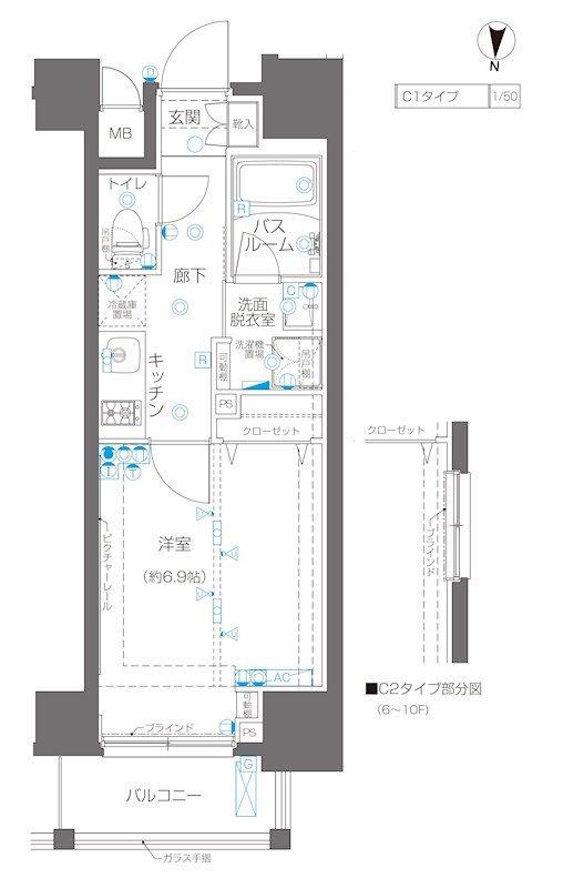 ZOOM錦糸町(1K/5階)の間取り写真