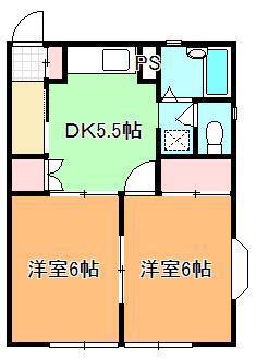 リバーハイム清水(2DK/1階)の間取り写真