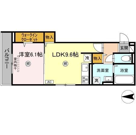 タウン清心(1LDK/3階)の間取り写真
