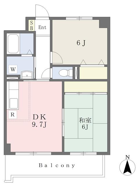 サザンヒルズ(2DK/3階)の間取り写真