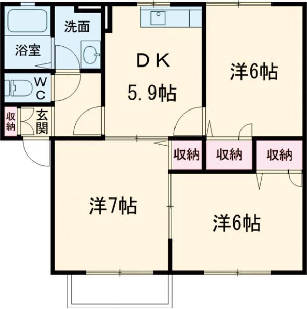 プラセール(3DK/1階)の間取り写真