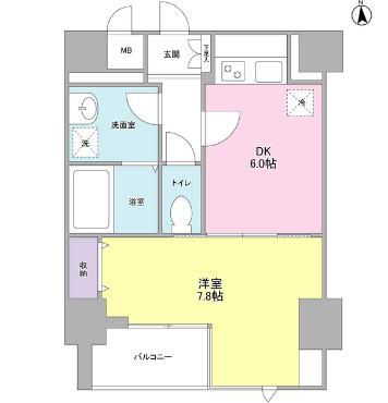 ISSEI RESIDENCE 神楽坂 イッセイレジデンス神楽坂(1DK/9階)の間取り写真