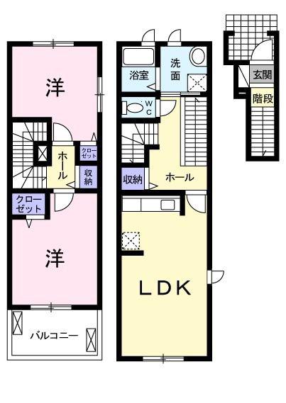 フリシュ・M(2LDK/2階)の間取り写真