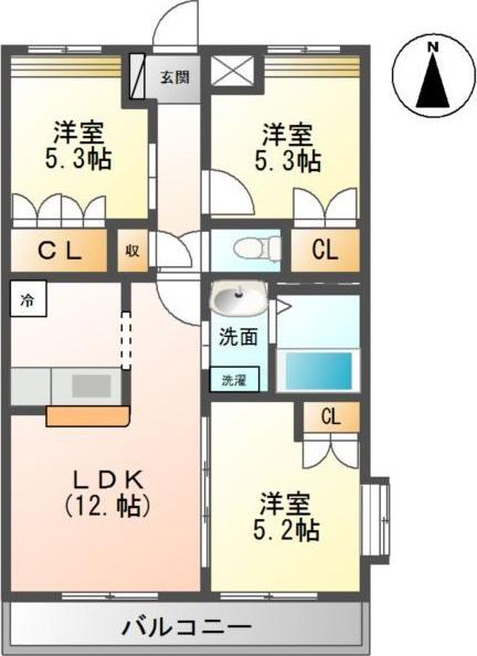 PRENDRE TH(3LDK/3階)の間取り写真