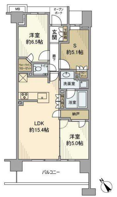 プラウドシティ仙川(3LDK/3階)の間取り写真