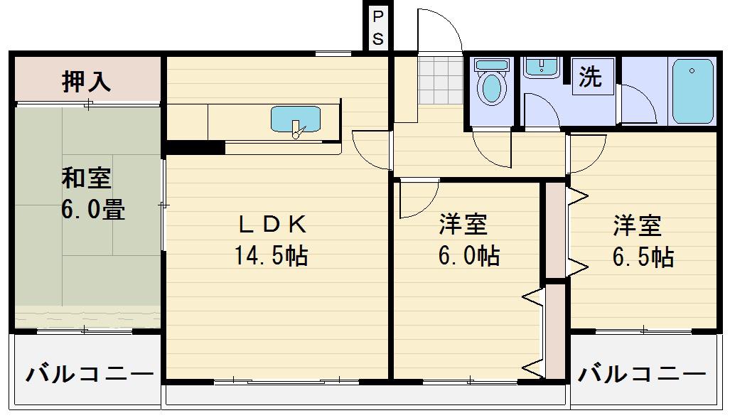 レジデンスふじみ野(3LDK/4階)の間取り写真