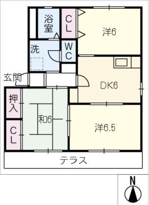 シャガールII(3DK/2階)の間取り写真