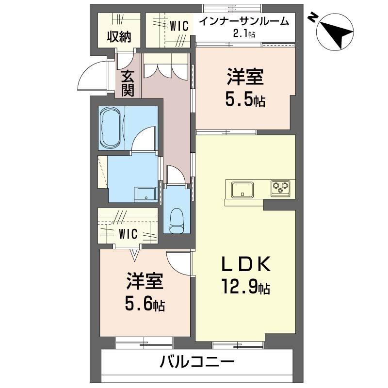 SHM ミア・カーサ ノルテ(2LDK/2階)の間取り写真