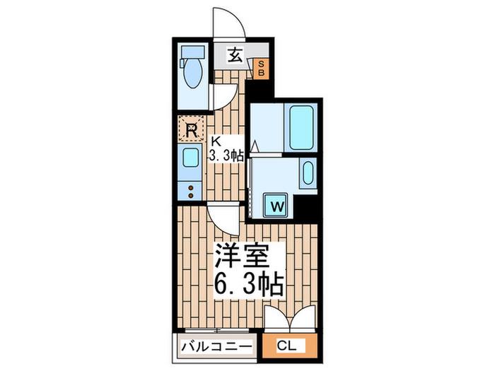 グランドソレイユVI(1K/1階)の間取り写真