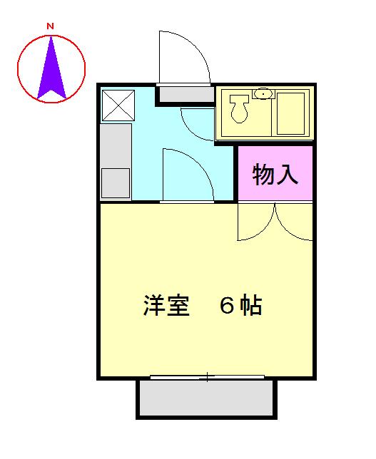 コーポクヌギ(1K/2階)の間取り写真