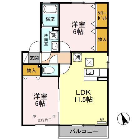 フォレストバレー C(2LDK/1階)の間取り写真