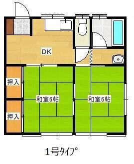 嵐山ハイツ(2DK/1階)の間取り写真