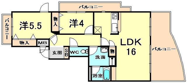 フォルム北夙川(2LDK/4階)の間取り写真