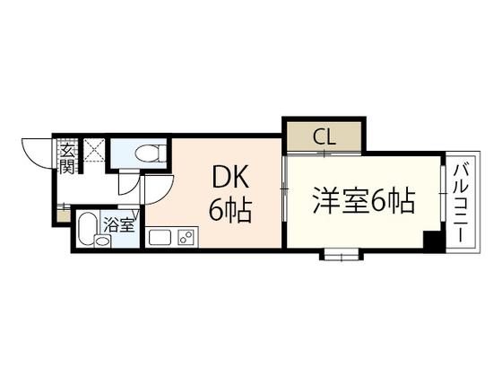 コーポ西縮景園(1DK/8階)の間取り写真
