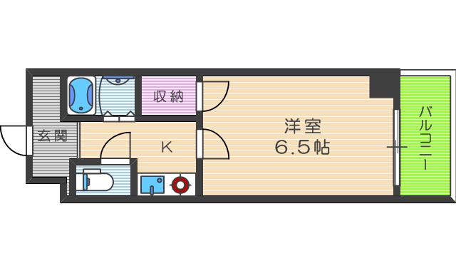 ラピス長柄橋(1K/9階)の間取り写真