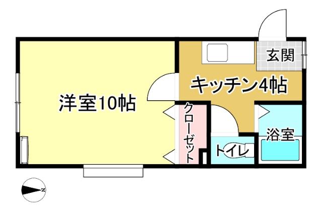 プランドールI(1K/1階)の間取り写真