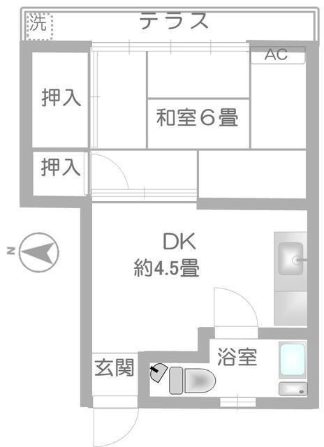 スリービーマンション(1DK/1階)の間取り写真