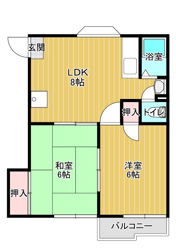 第2グランドハイツ(2LDK/2階)の間取り写真