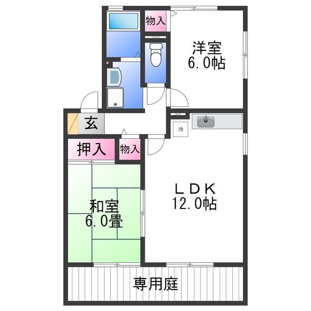 GRACE COTE3番館(2LDK/1階)の間取り写真
