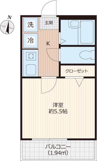 グランフェリオ横浜元町(1K/3階)の間取り写真
