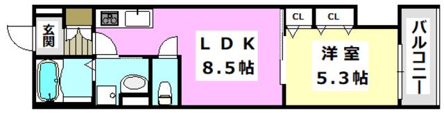 クリエオーレ庄屋II(1LDK/1階)の間取り写真