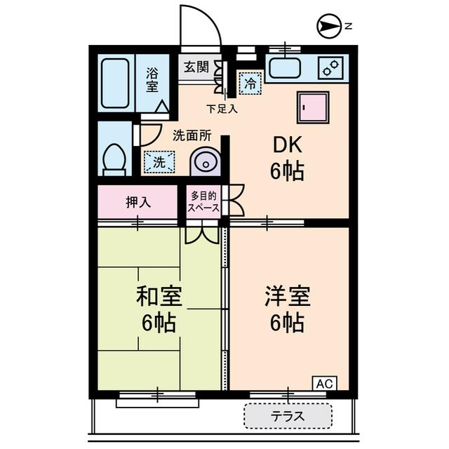 ハイムエムティー1(2DK/1階)の間取り写真