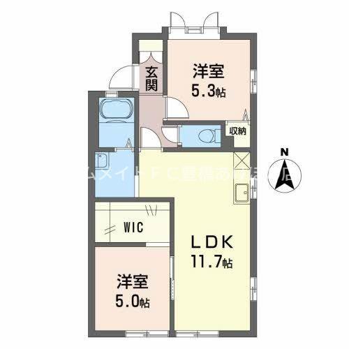 グリーンステージ柱六番(2LDK/1階)の間取り写真
