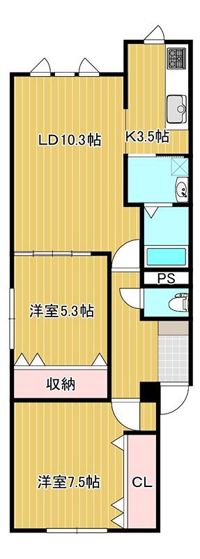 INFINITY(2LDK/1階)の間取り写真