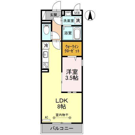 シリウス(1LDK/2階)の間取り写真