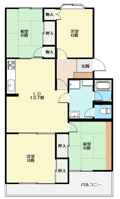 メゾン向陽(4LDK/2階)の間取り写真