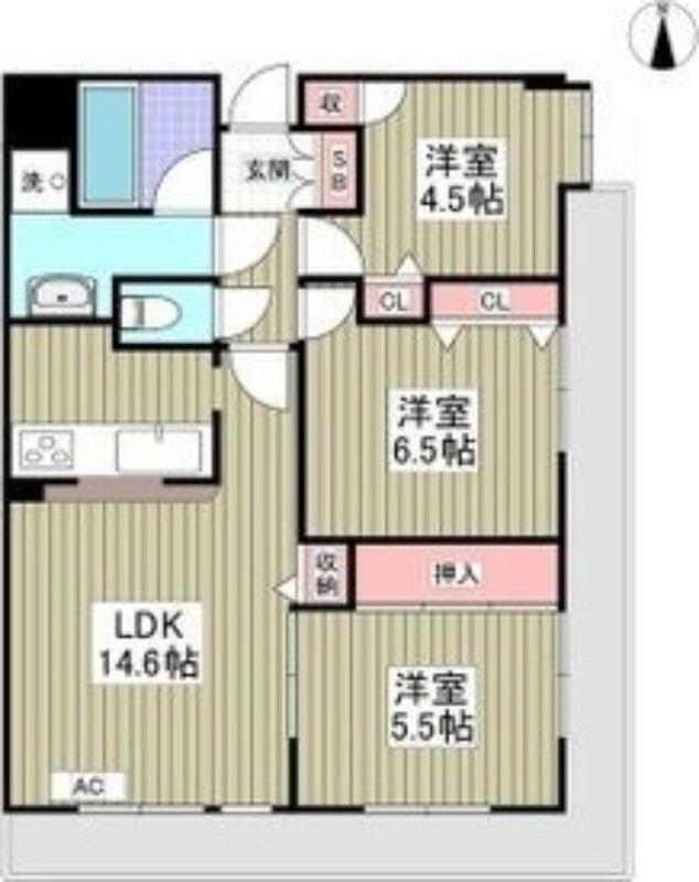 コスモ浦和常盤公園(3LDK/12階)の間取り写真