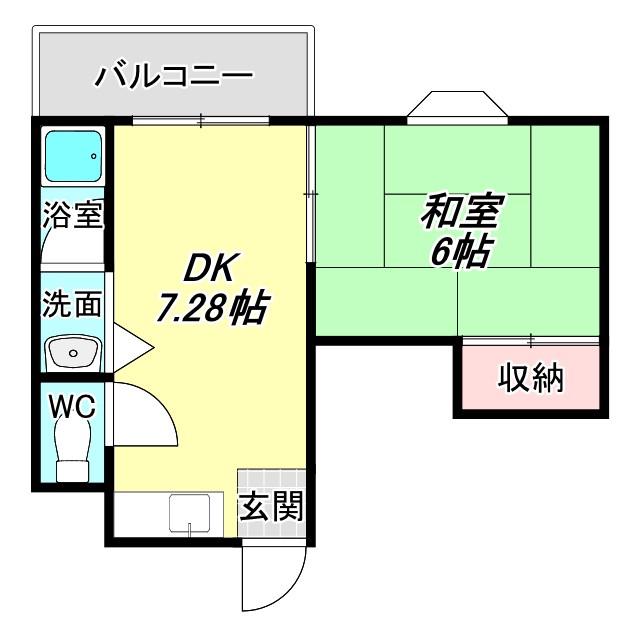 ライフマンション南住吉(1DK/4階)の間取り写真