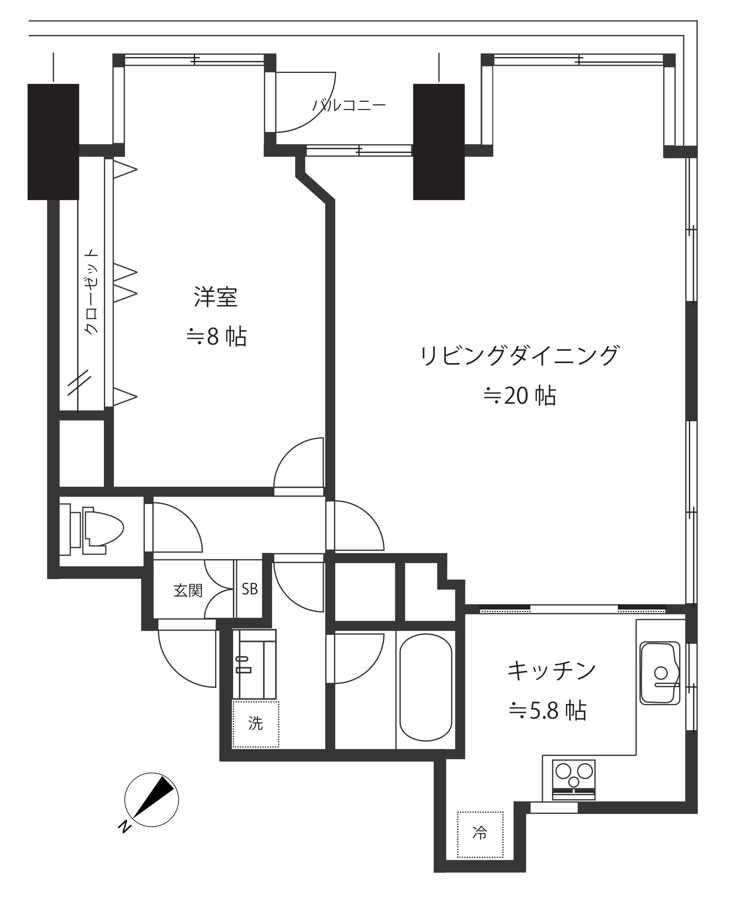 シェーネ白金(1LDK/4階)の間取り写真