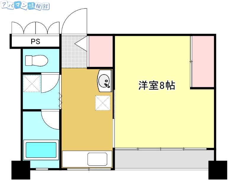 アーバンハウス古町5番館(1K/4階)の間取り写真