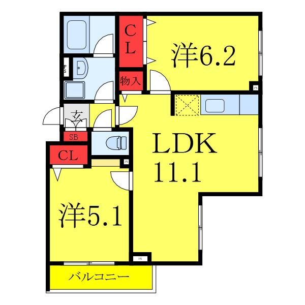 メゾン・ド・コリーヌ滝野川(2LDK/1階)の間取り写真