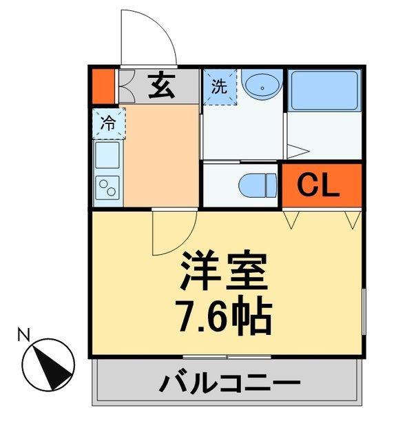 キャメル新松戸2A棟(1K/2階)の間取り写真
