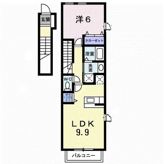 ラフィーネ(1LDK/2階)の間取り写真
