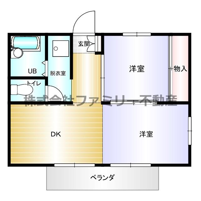 コグチB(2DK/2階)の間取り写真