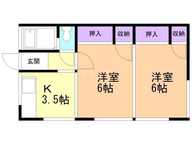 三内コーポ(2K/1階)の間取り写真