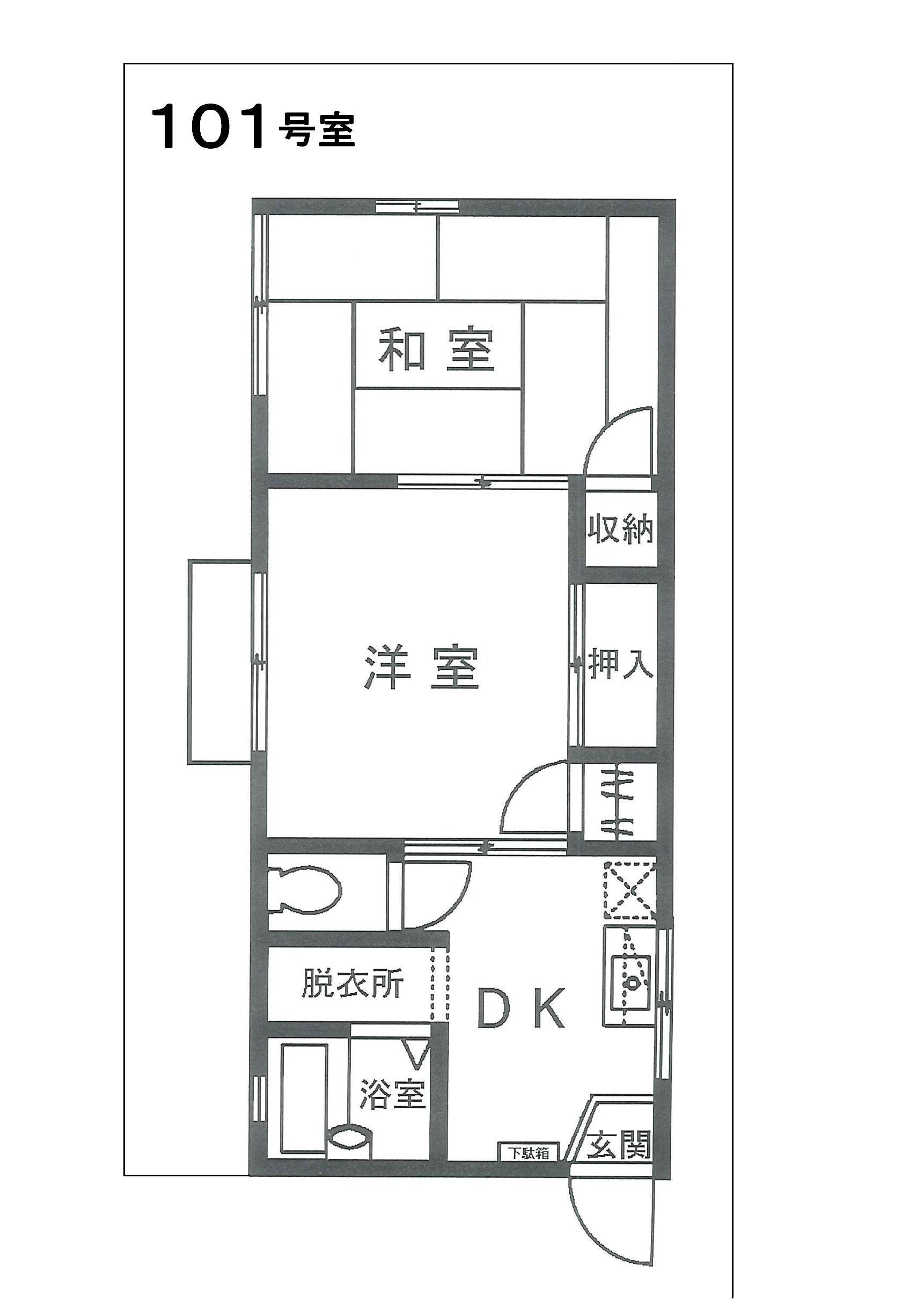 プリモコート赤山(2DK/1階)の間取り写真