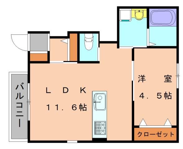 アドヴァンス光(1LDK/1階)の間取り写真