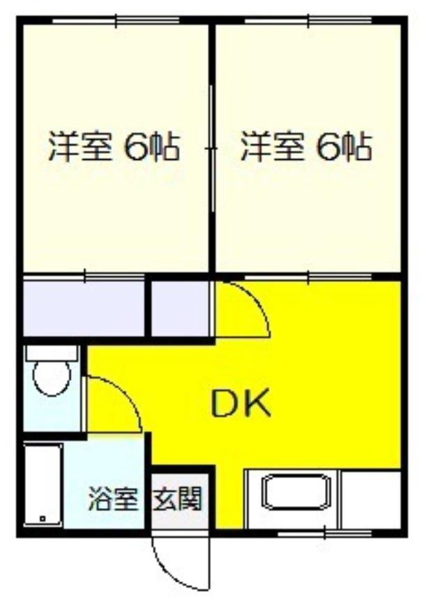 ハイツシャンポール(2DK/1階)の間取り写真