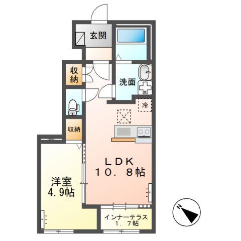 サンクレールつくば(1LDK/1階)の間取り写真