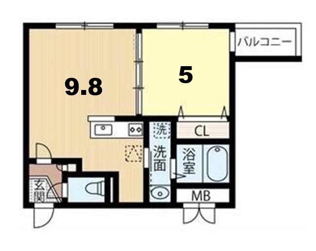 エルプレシア栄恵町(1LDK/2階)の間取り写真