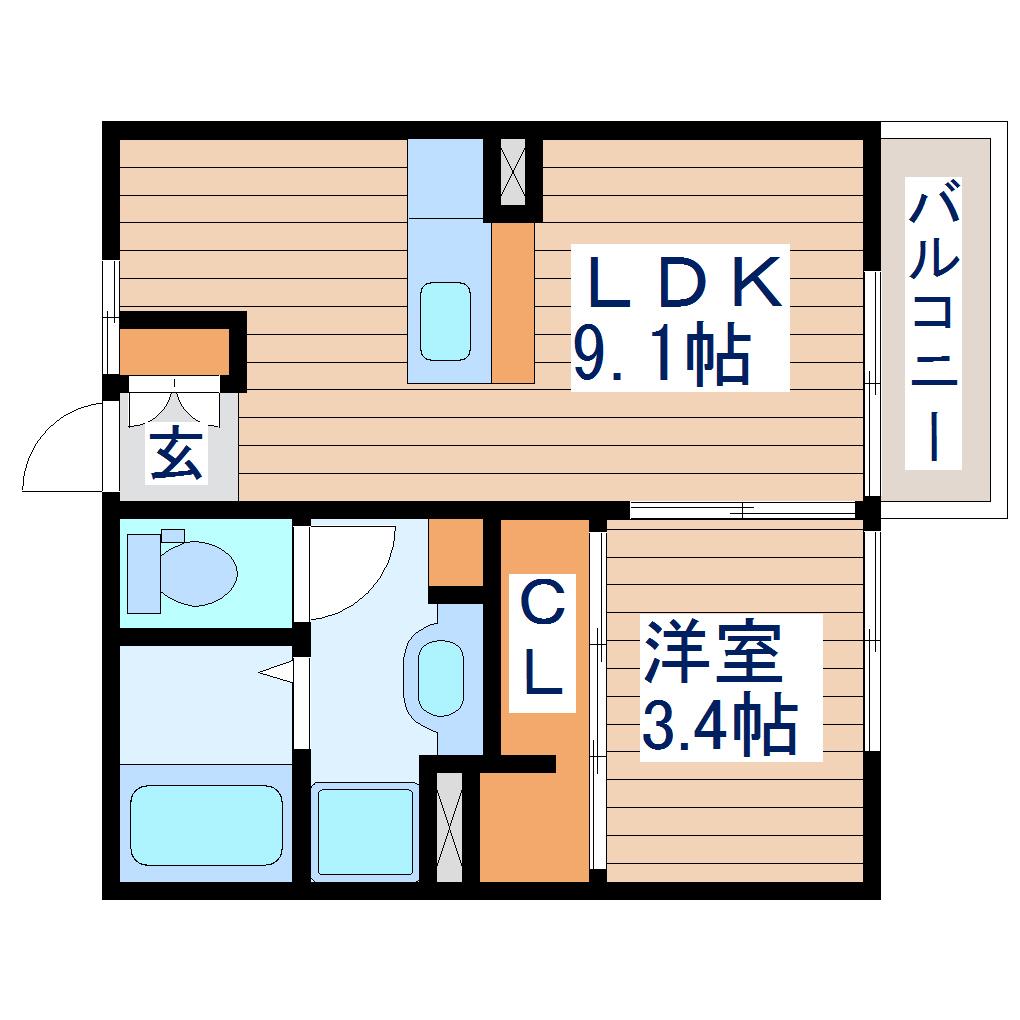 NISHIKI(1LDK/1階)の間取り写真