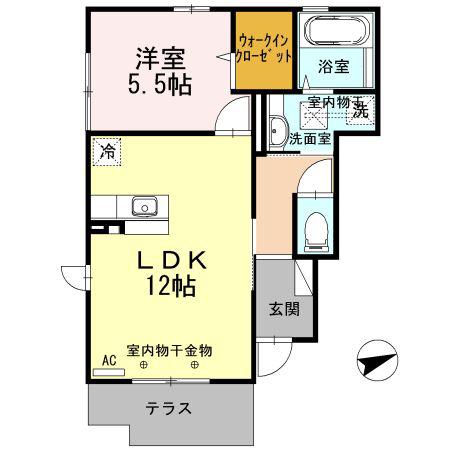 フローレスト(1LDK/1階)の間取り写真